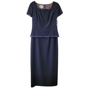 Yves Cossette Depeche Mode Women's Sz 8 VTG Dress Elegant Formal Midi Lined Blue